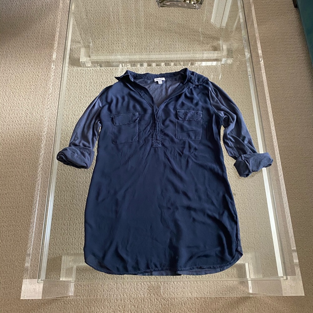 Splendid Navy Blue 3/4 Long sleeve mixed media top